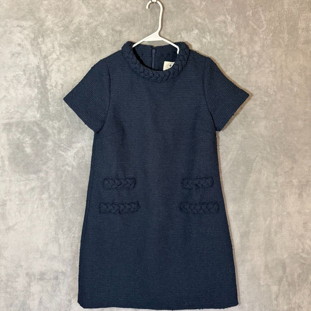 Tuckernuck Jackie Dress Women’s Navy Blue Tweed Short Sleeve Size S Preppy
